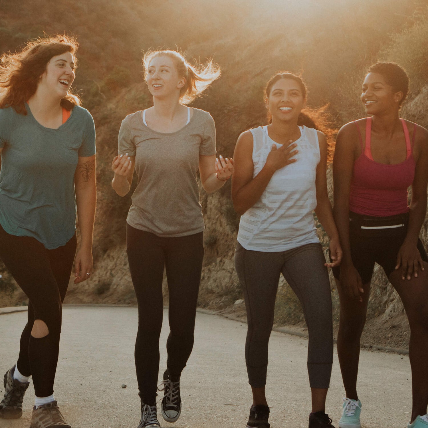Four adult women out for a walk