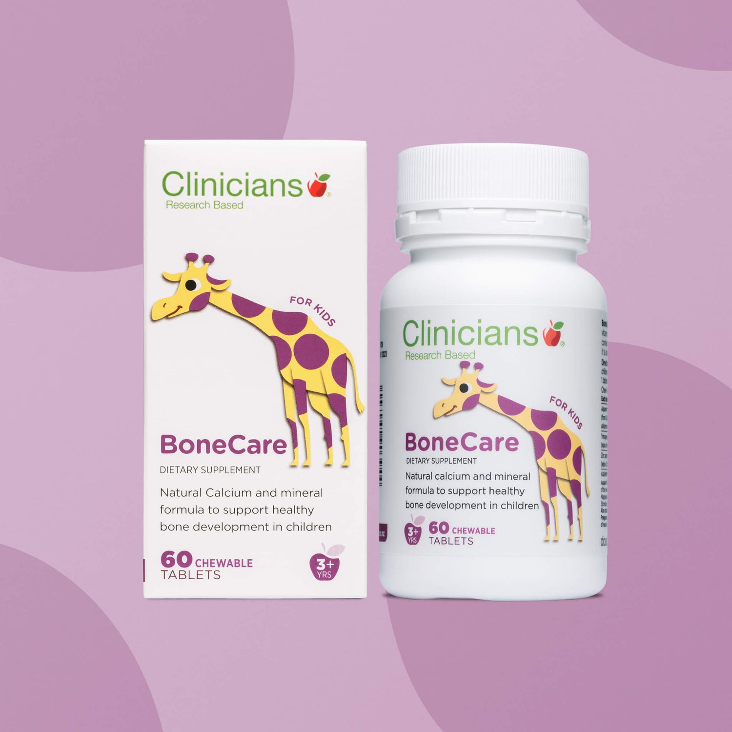Clinicians BoneCare product shots in bottle and cardboard packaging